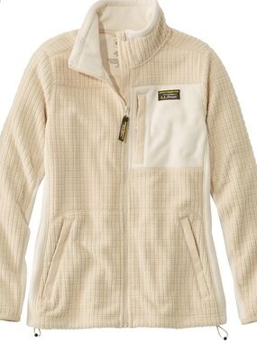 L.L.Bean Cream Grid Fleece Zip Jacket